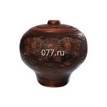 чугунок из красной глины глазурированный и молоченный