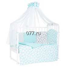 принадлежности постельные в детскую кроватку (для новорожденных) (набор, комплект) 7 предметов: балдахин, бортик, одеяло, подушка, пододеяльник, наволочка, простыня