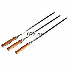 шампур плоский Шарик, с деревянной ручкой