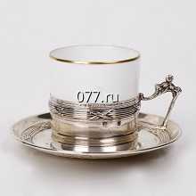 пара кофейная (чашка, блюдце) из серебра