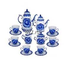 посуда чайная Гжель, фарфор ручной росписи