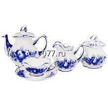 посуда столовая Гжель, фарфор ручной росписи