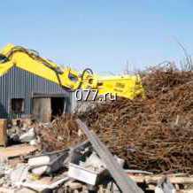 конструкция металлическая-демонтаж при помощи экскаватора