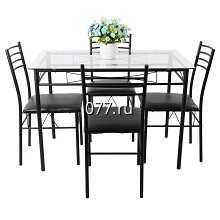 группа обеденная (стол, стулья, комплект) металл-стекло, Китай