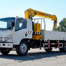 автоперевозка (доставка) грузов самопогрузчиком (грузоперевозка автомобильная) Мицубиси Фусо (MITSUBISHI FUSO), вылет стрелы 8 м, грузоподъёмность стрелы 3 т