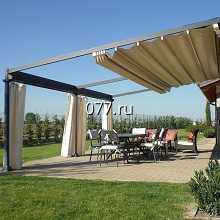 пергола садовая (навес, пристройка, конструкция арочная солнцезащитная) тканевые