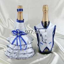 украшения на бутылку одежда на шампанское (свадебное, праздничное), корзиночки, ленты, композиции, медали