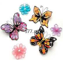 продукция сувенирная (подарочная, подарок) декоративные бабочки со стразами, птички, пчелки, розочки атласные, сердечко