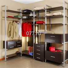 гардеробная комната (интерьерная открытая система хранения одежды) каркас из металлического (алюминиевого) профиля, Самсунг Альтерна (SAMSUNG ALTERNA)